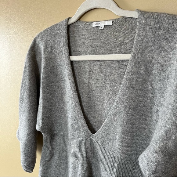 Vince Charcoal V-Neck Women's Sweater - Picture 3 of 5